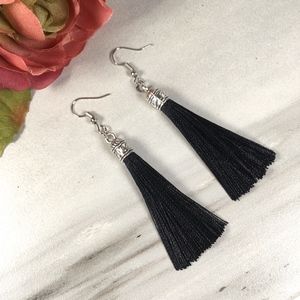 Black Tassel Drop Earrings